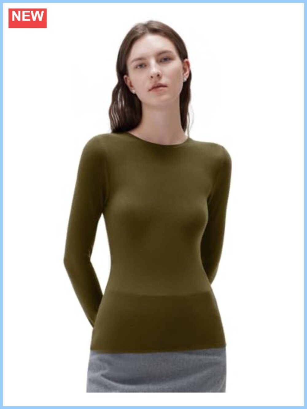 Cashmere Modal Long Sleeve Crew Neck Fitted Knit Top